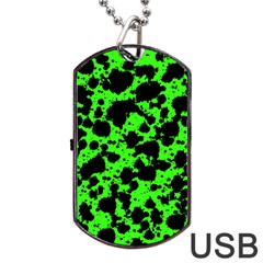 Black And Green Leopard Style Paint Splash Funny Pattern Dog Tag Usb Flash (one Side) by yoursparklingshop