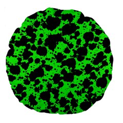 Black And Green Leopard Style Paint Splash Funny Pattern Large 18  Premium Round Cushions by yoursparklingshop