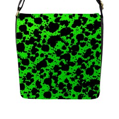 Black And Green Leopard Style Paint Splash Funny Pattern Flap Closure Messenger Bag (l) by yoursparklingshop