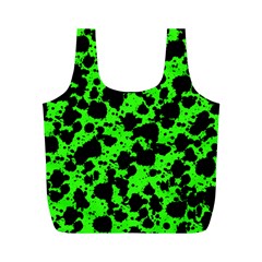 Black And Green Leopard Style Paint Splash Funny Pattern Full Print Recycle Bag (m) by yoursparklingshop