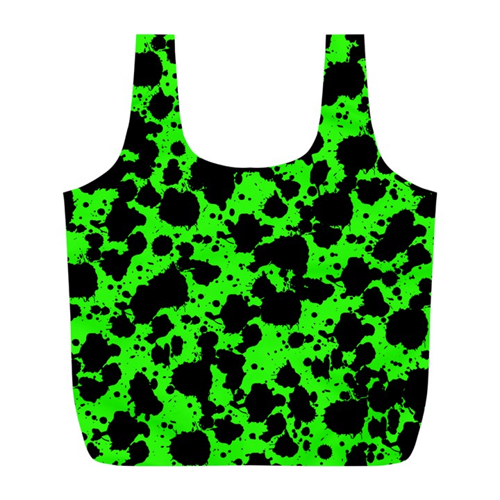 Black and Green Leopard Style Paint Splash Funny Pattern Full Print Recycle Bag (L)