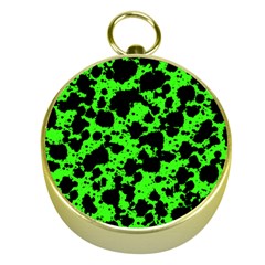 Black And Green Leopard Style Paint Splash Funny Pattern Gold Compasses by yoursparklingshop