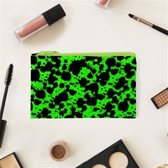 Black And Green Leopard Style Paint Splash Funny Pattern Cosmetic Bag (xs) by yoursparklingshop