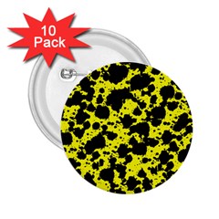 Black And Yellow Leopard Style Paint Splash Funny Pattern  2 25  Buttons (10 Pack)  by yoursparklingshop