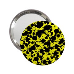 Black And Yellow Leopard Style Paint Splash Funny Pattern  2 25  Handbag Mirrors by yoursparklingshop