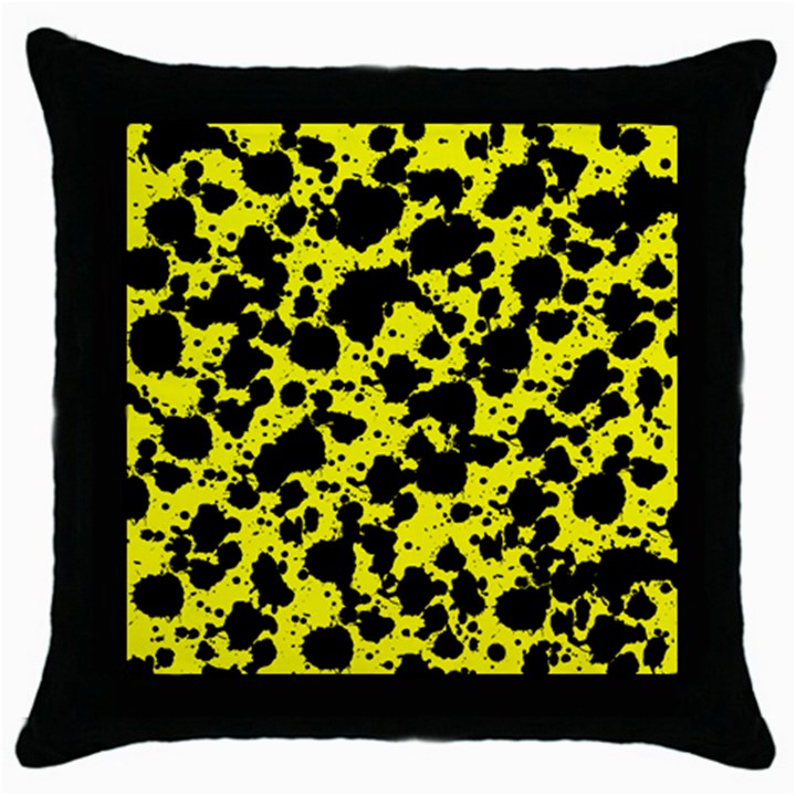 Black and Yellow Leopard Style Paint Splash Funny Pattern  Throw Pillow Case (Black)