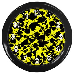 Black And Yellow Leopard Style Paint Splash Funny Pattern  Wall Clock (black) by yoursparklingshop