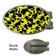 Black And Yellow Leopard Style Paint Splash Funny Pattern  Money Clips (oval)  by yoursparklingshop