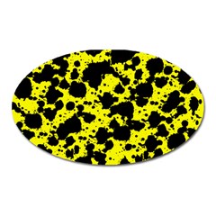 Black And Yellow Leopard Style Paint Splash Funny Pattern  Oval Magnet by yoursparklingshop