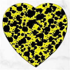 Black And Yellow Leopard Style Paint Splash Funny Pattern  Jigsaw Puzzle (heart) by yoursparklingshop