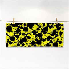 Black And Yellow Leopard Style Paint Splash Funny Pattern  Hand Towel by yoursparklingshop