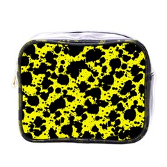 Black And Yellow Leopard Style Paint Splash Funny Pattern  Mini Toiletries Bag (one Side)