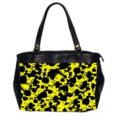 Black And Yellow Leopard Style Paint Splash Funny Pattern  Oversize Office Handbag (2 Sides) by yoursparklingshop