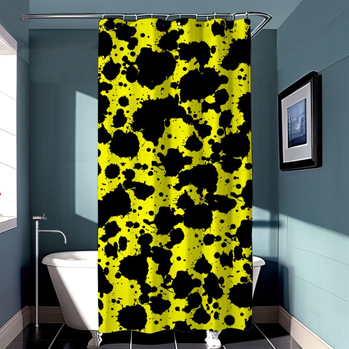 Black and Yellow Leopard Style Paint Splash Funny Pattern  Shower Curtain 36  x 72  (Stall) 