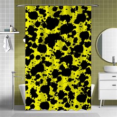 Black And Yellow Leopard Style Paint Splash Funny Pattern  Shower Curtain 48  X 72  (small)  by yoursparklingshop