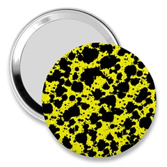 Black And Yellow Leopard Style Paint Splash Funny Pattern  3  Handbag Mirrors by yoursparklingshop