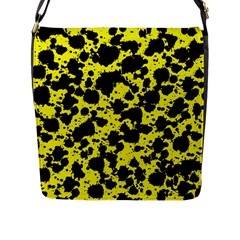 Black And Yellow Leopard Style Paint Splash Funny Pattern  Flap Closure Messenger Bag (l) by yoursparklingshop