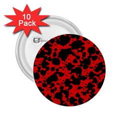 Black And Red Leopard Style Paint Splash Funny Pattern 2 25  Buttons (10 Pack)  by yoursparklingshop