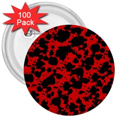 Black And Red Leopard Style Paint Splash Funny Pattern 3  Buttons (100 Pack)  by yoursparklingshop