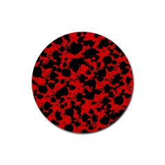 Black And Red Leopard Style Paint Splash Funny Pattern Rubber Coaster (round)  by yoursparklingshop