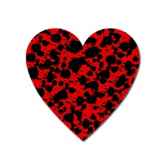 Black And Red Leopard Style Paint Splash Funny Pattern Heart Magnet by yoursparklingshop