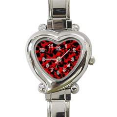 Black And Red Leopard Style Paint Splash Funny Pattern Heart Italian Charm Watch by yoursparklingshop