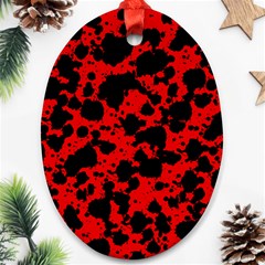 Black And Red Leopard Style Paint Splash Funny Pattern Oval Ornament (two Sides) by yoursparklingshop