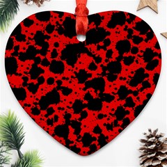 Black And Red Leopard Style Paint Splash Funny Pattern Heart Ornament (two Sides)