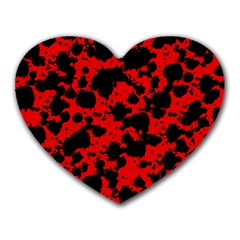 Black And Red Leopard Style Paint Splash Funny Pattern Heart Mousepads by yoursparklingshop