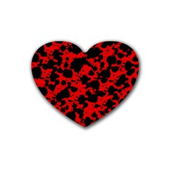 Black And Red Leopard Style Paint Splash Funny Pattern Rubber Coaster (heart)  by yoursparklingshop