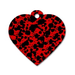 Black And Red Leopard Style Paint Splash Funny Pattern Dog Tag Heart (two Sides) by yoursparklingshop