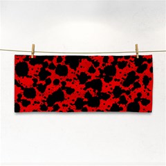 Black And Red Leopard Style Paint Splash Funny Pattern Hand Towel by yoursparklingshop