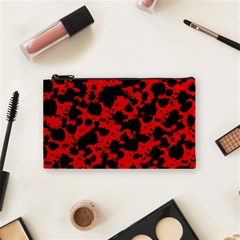 Black And Red Leopard Style Paint Splash Funny Pattern Cosmetic Bag (small) by yoursparklingshop