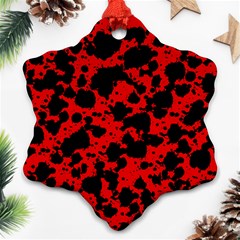 Black And Red Leopard Style Paint Splash Funny Pattern Ornament (snowflake) by yoursparklingshop