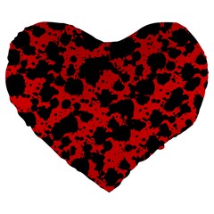 Black And Red Leopard Style Paint Splash Funny Pattern Large 19  Premium Heart Shape Cushions by yoursparklingshop