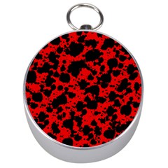 Black And Red Leopard Style Paint Splash Funny Pattern Silver Compasses by yoursparklingshop