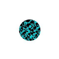 Bright Turquoise And Black Leopard Style Paint Splash Funny Pattern 1  Mini Buttons by yoursparklingshop