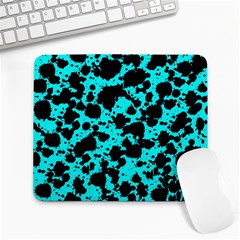 Bright Turquoise And Black Leopard Style Paint Splash Funny Pattern Large Mousepads by yoursparklingshop