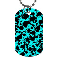 Bright Turquoise And Black Leopard Style Paint Splash Funny Pattern Dog Tag (one Side) by yoursparklingshop