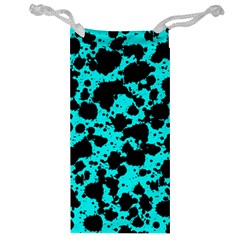 Bright Turquoise And Black Leopard Style Paint Splash Funny Pattern Jewelry Bag by yoursparklingshop