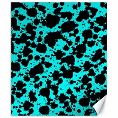 Bright Turquoise And Black Leopard Style Paint Splash Funny Pattern Canvas 8  X 10  by yoursparklingshop