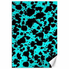 Bright Turquoise And Black Leopard Style Paint Splash Funny Pattern Canvas 12  X 18  by yoursparklingshop