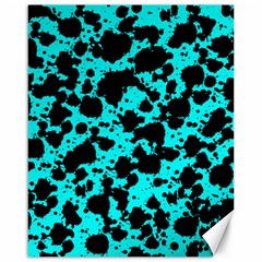 Bright Turquoise And Black Leopard Style Paint Splash Funny Pattern Canvas 16  X 20  by yoursparklingshop