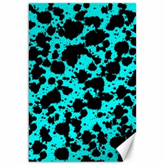 Bright Turquoise And Black Leopard Style Paint Splash Funny Pattern Canvas 20  X 30  by yoursparklingshop