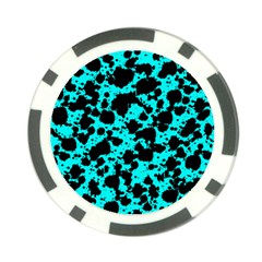 Bright Turquoise And Black Leopard Style Paint Splash Funny Pattern Poker Chip Card Guard by yoursparklingshop