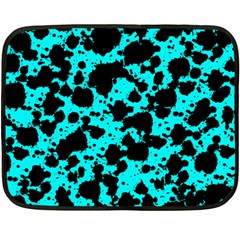 Bright Turquoise And Black Leopard Style Paint Splash Funny Pattern Fleece Blanket (mini) by yoursparklingshop