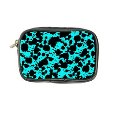 Bright Turquoise And Black Leopard Style Paint Splash Funny Pattern Coin Purse by yoursparklingshop