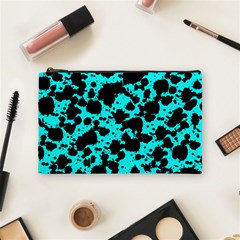 Bright Turquoise And Black Leopard Style Paint Splash Funny Pattern Cosmetic Bag (medium) by yoursparklingshop