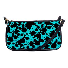 Bright Turquoise And Black Leopard Style Paint Splash Funny Pattern Shoulder Clutch Bag by yoursparklingshop