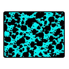 Bright Turquoise And Black Leopard Style Paint Splash Funny Pattern Fleece Blanket (small) by yoursparklingshop